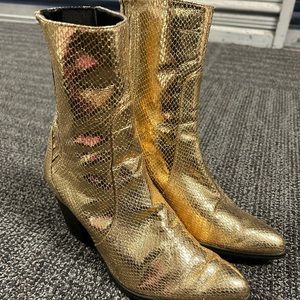 Gold Zara over the ankle bootie
